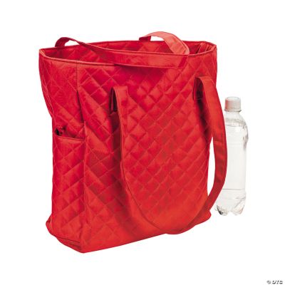 Personalized Red Quilted Tote Bag