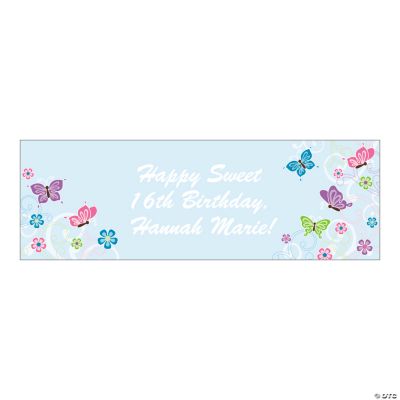 Personalized Medium All Aflutter Aqua Banner