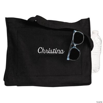 Personalized Black Tote With Pocket