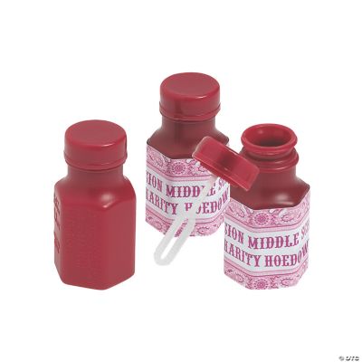 48 Personalized Pink Wild West Hexagon Bubble Bottles