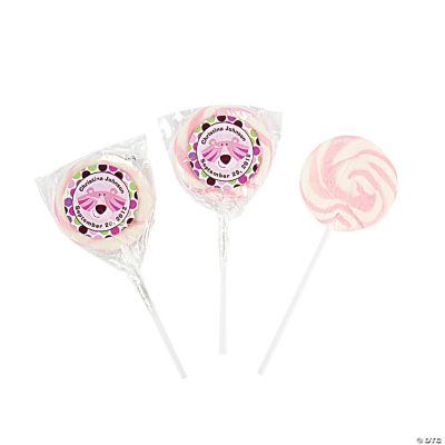 24 Personalized Safari Girl Baby Shower Swirl Pops