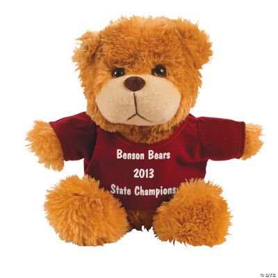 Personalized Plush Bear With Burgundy T-Shirt