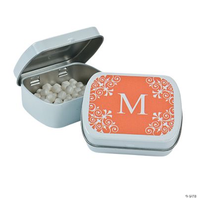 Personalized Orange Monogram Mint Tins