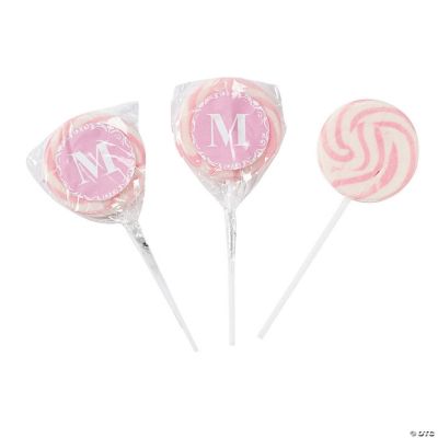Personalized Light Pink Monogram Swirl Pops