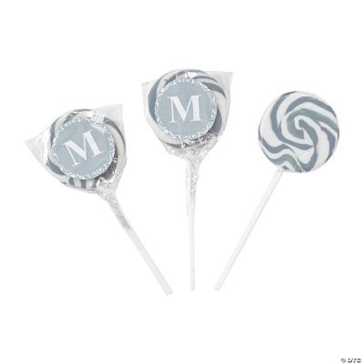 Personalized Silver Monogram Swirl Pops