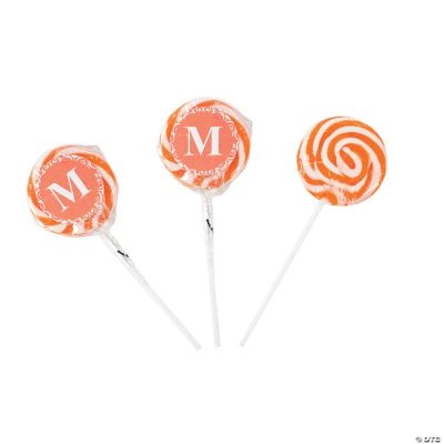 Personalized Orange Monogram Swirl Pops