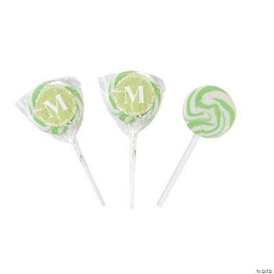 Personalized Lime Green Monogram Swirl Pops