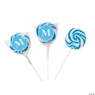 Personalized Light Blue Monogram Swirl Pops