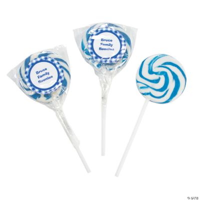 Personalized Blue Gingham Swirl Pops