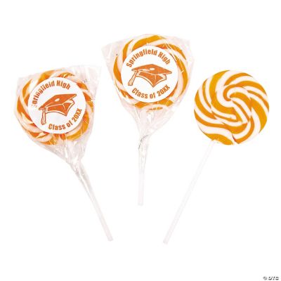 Personalized Orange Graduation Swirl Pops