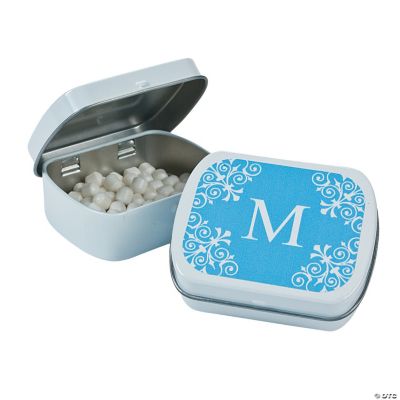 Light Blue Personalized Monogram Mint Tins