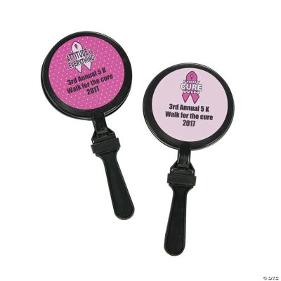 Personalized Pink Ribbon Hand Clappers