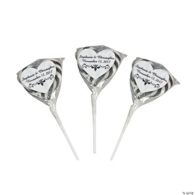 Personalized Black & White Heart-Shaped Swirl Pops