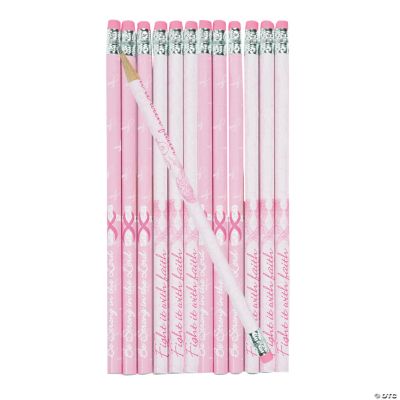 Personalized Pink Ribbon Religious Pencils