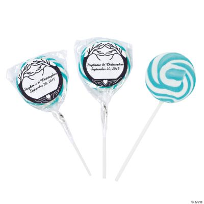 Personalized Wedding Tree Swirl Pops - Aqua