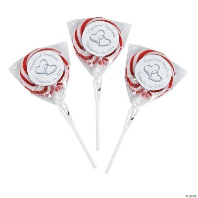 Personalized Two Hearts Swirl Pops - Burgundy