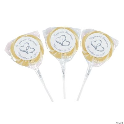 Personalized Two Hearts Swirl Pops - Diamond & Pearl