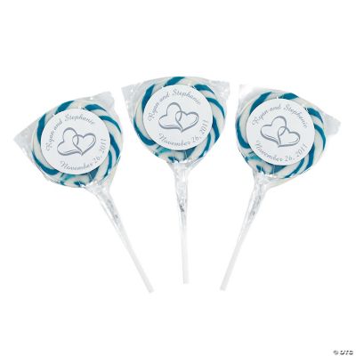 Personalized Two Hearts Swirl Pops - Blue