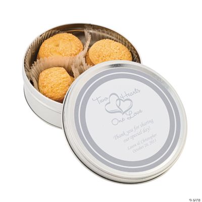Personalized Two Hearts Wedding Cookie Tins