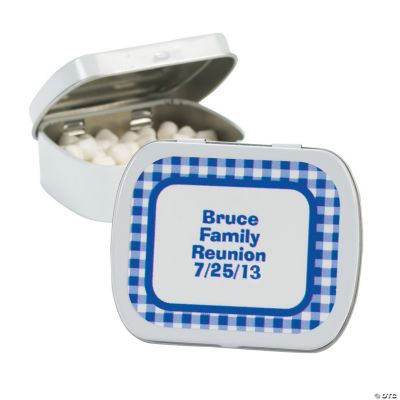 Personalized Blue Gingham Mint Tins