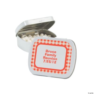 Personalized Orange Gingham Mint Tins