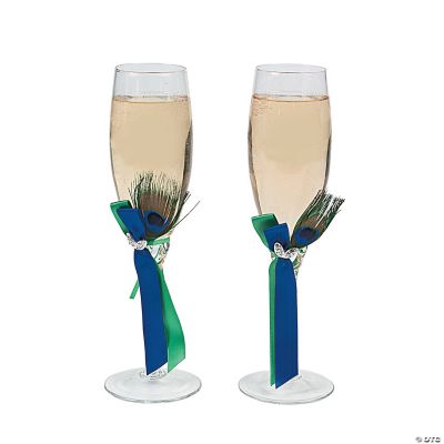 Personalized Peacock Champagne Flutes