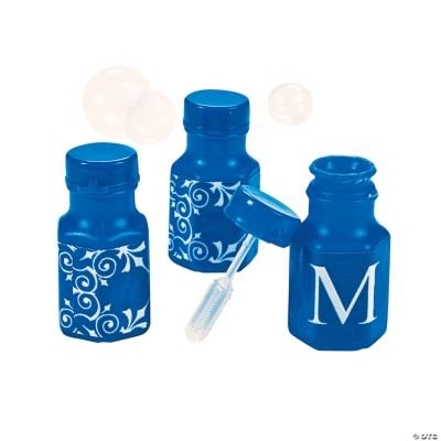 Blue Personalized Monogram Wedding Mini Bubble Bottles
