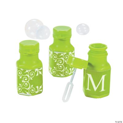 Lime Green Personalized Monogram Wedding Mini Bubble Bottles