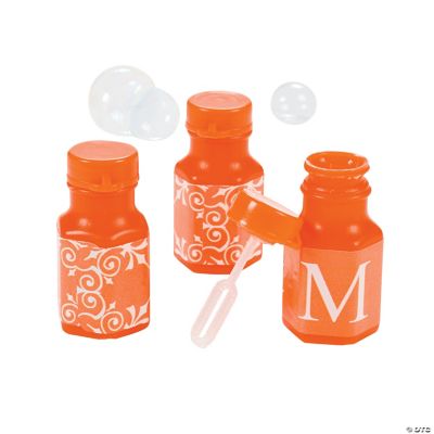 Orange Personalized Monogram Wedding Mini Bubble Bottles