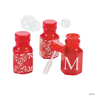 Red Personalized Monogram Wedding Mini Bubble Bottles