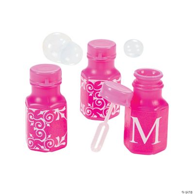 Hot Pink Personalized Monogram Wedding Mini Bubble Bottles