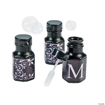 Black Personalized Monogram Wedding Mini Bubble Bottles