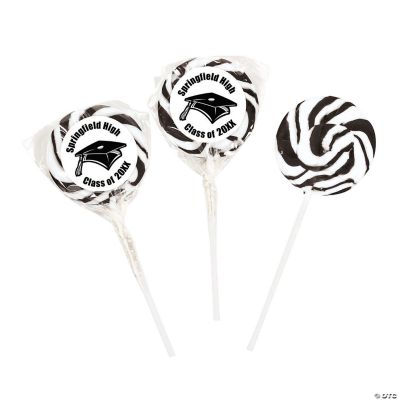 Personalized Black Graduation Swirl Pops