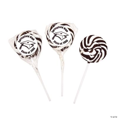 Personalized White Graduation Swirl Pops