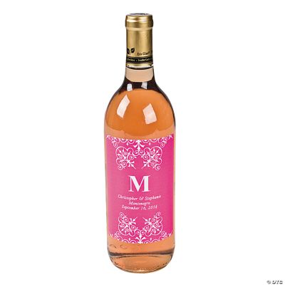 Hot Pink Personalized Monogram Wine Bottle Labels