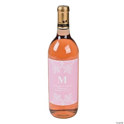 Light Pink Personalized Monogram Wine Bottle Labels