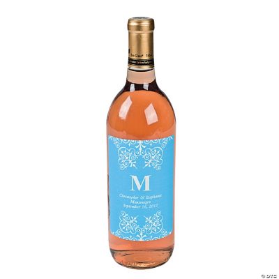 Light Blue Personalized Monogram Wine Bottle Labels