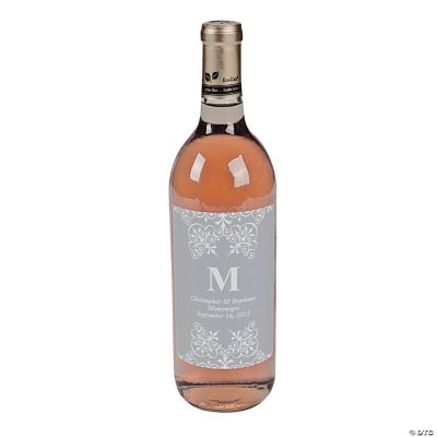 Silver Personalized Monogram Wine Bottle Labels