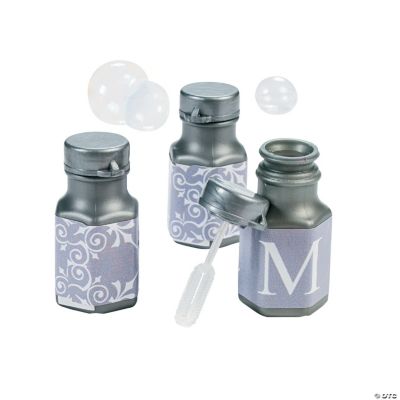 Silver Personalized Monogram Wedding Mini Bubble Bottles
