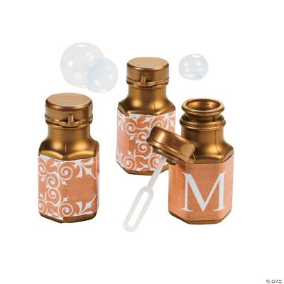 Gold Personalized Monogram Wedding Mini Bubble Bottles