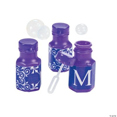 Purple Personalized Monogram Wedding Mini Bubble Bottles