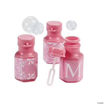 Light Pink Personalized Monogram Wedding Mini Bubble Bottles
