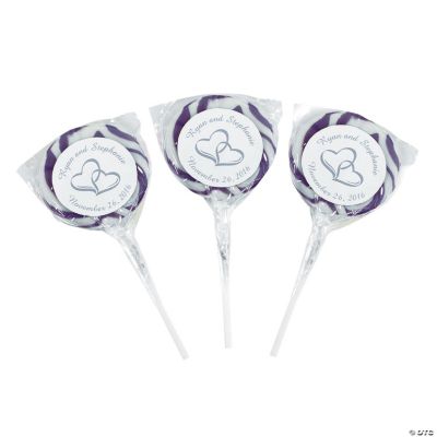 Personalized Two Hearts Swirl Pops - Purple