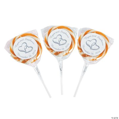 Personalized Two Hearts Swirl Pops - Gold