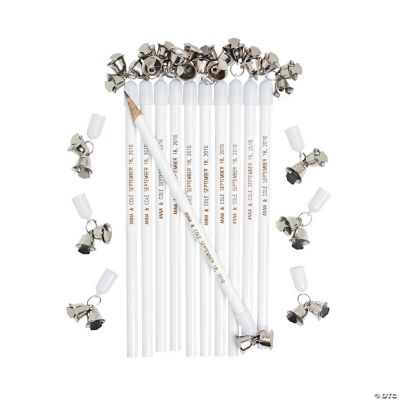 Personalized Wedding Bell Pencils - Silver