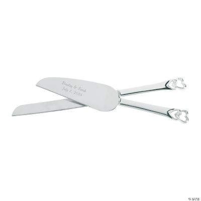 Personalized Twisted Stacked Hearts Knife & Cake Server Set