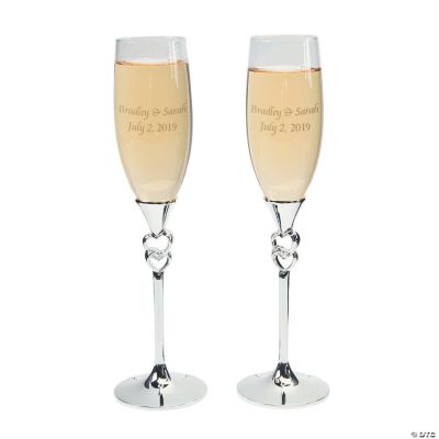 Personalized Twisted Stacked Hearts Wedding Flutes