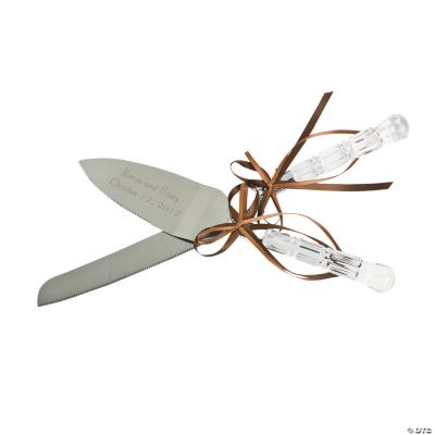 Knife & Cake Server With Brown Bows