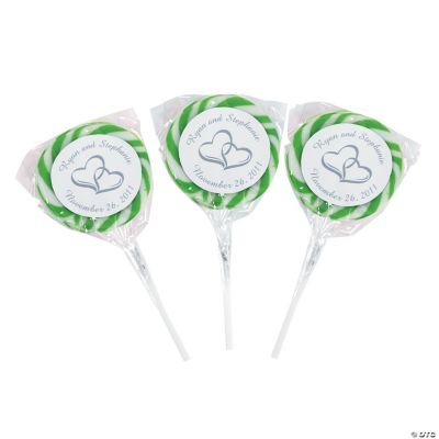 Personalized Two Hearts Swirl Pops - Green