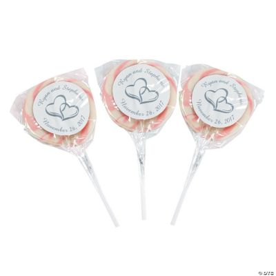 Personalized Two Hearts Swirl Pops - Pink
